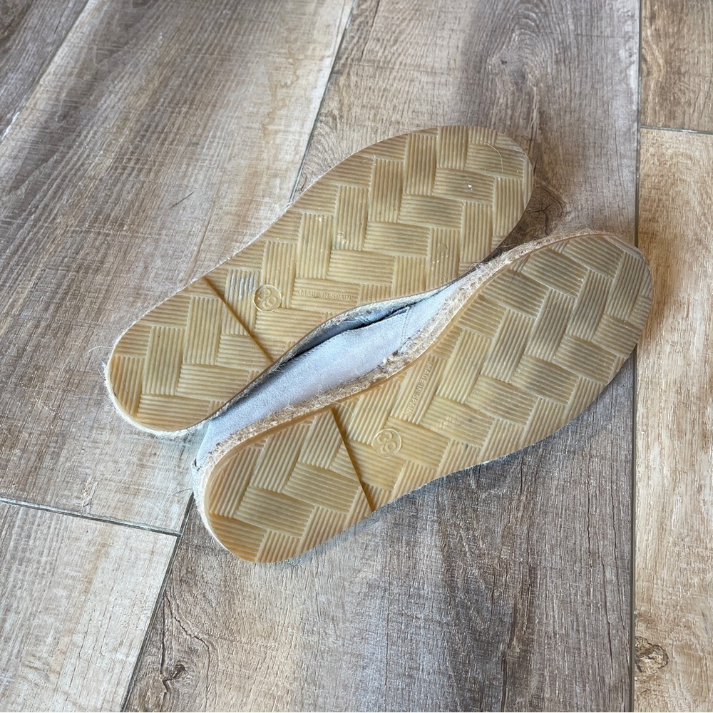 Fabiolas Light Gray Soft Suede Slip On Espadrille Flats - Picture 5 of 5
